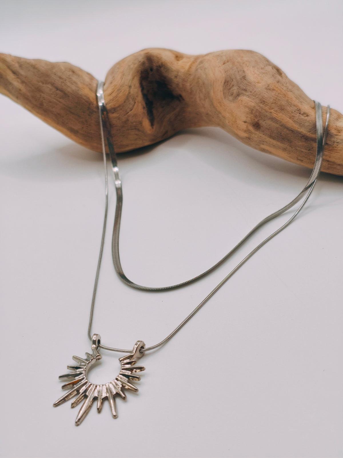 Collier Double Soleil Argenté