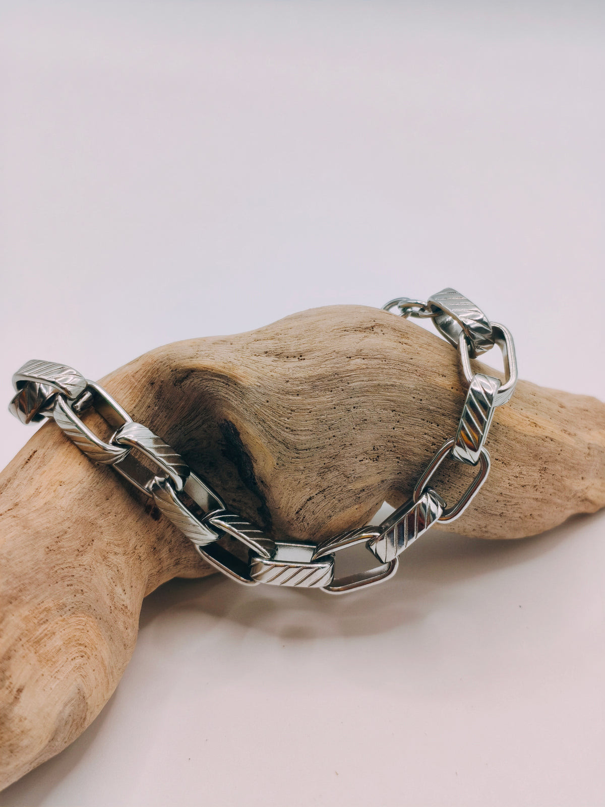 Bracelet Grosses Mailles Argenté