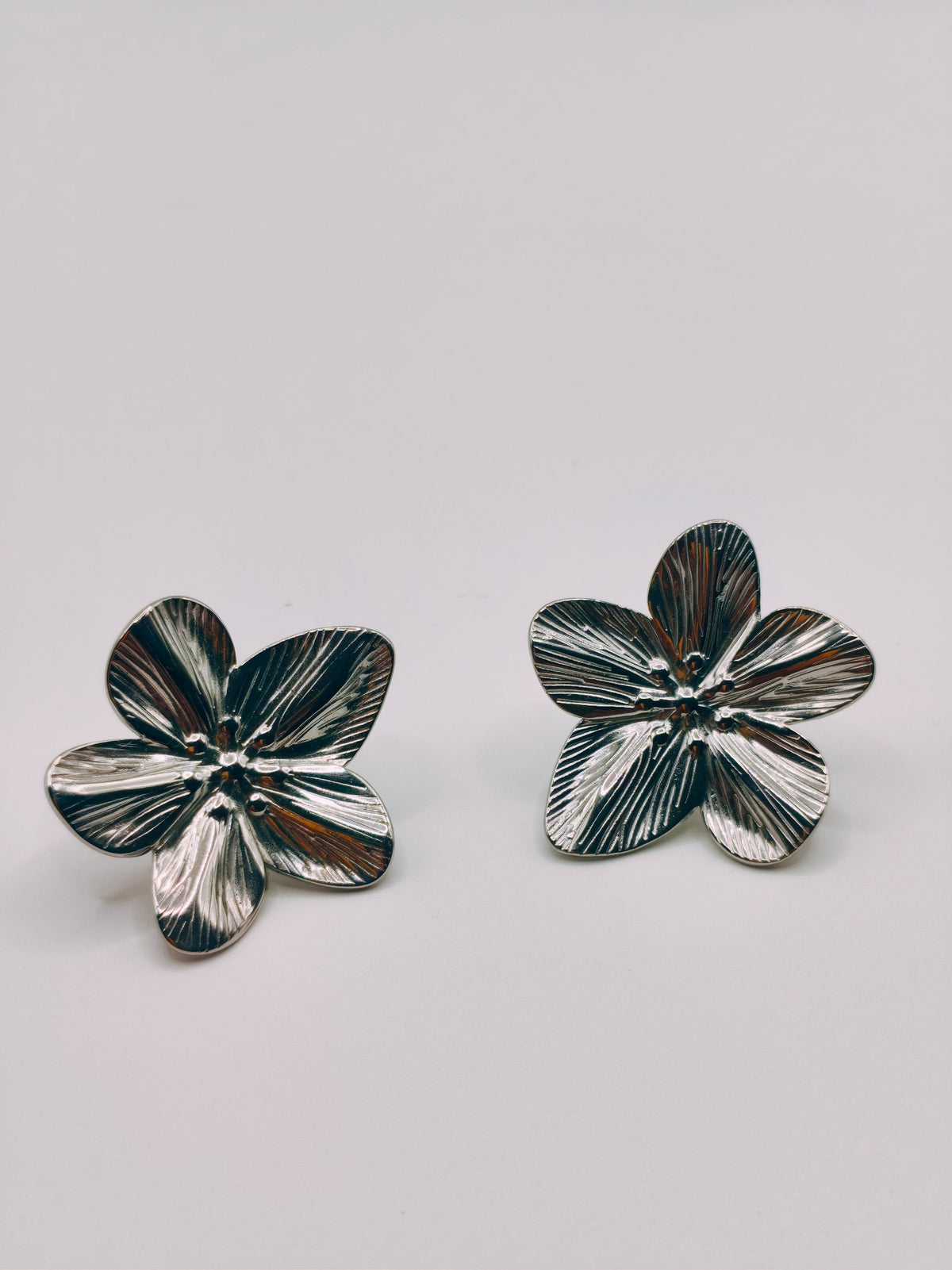 Boucles d'Oreilles Fleur Argentées
