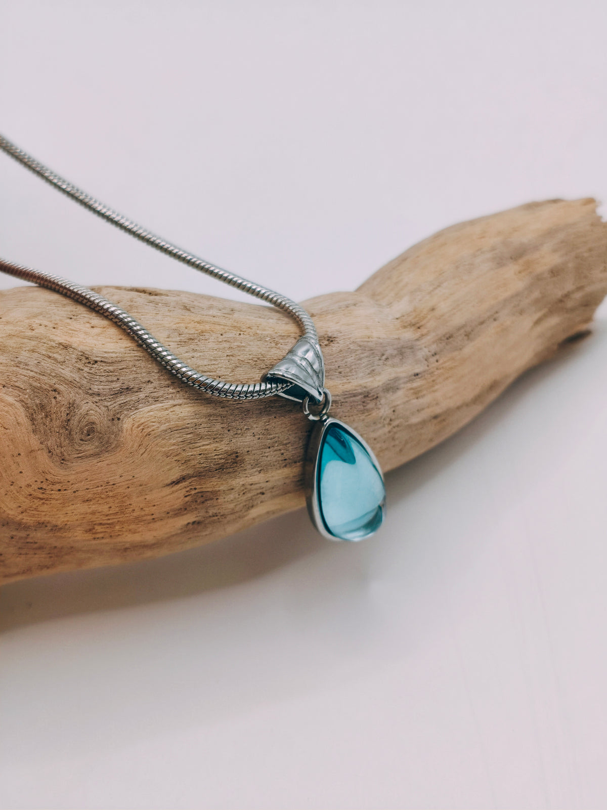Collier Double Gemme Bleu Argenté