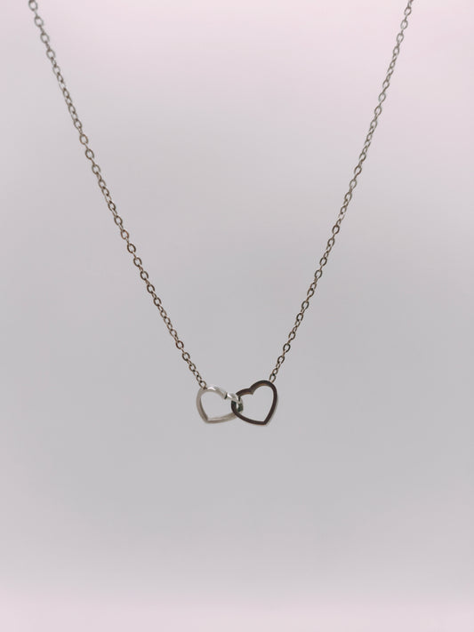 Collier Double Cœurs Argenté