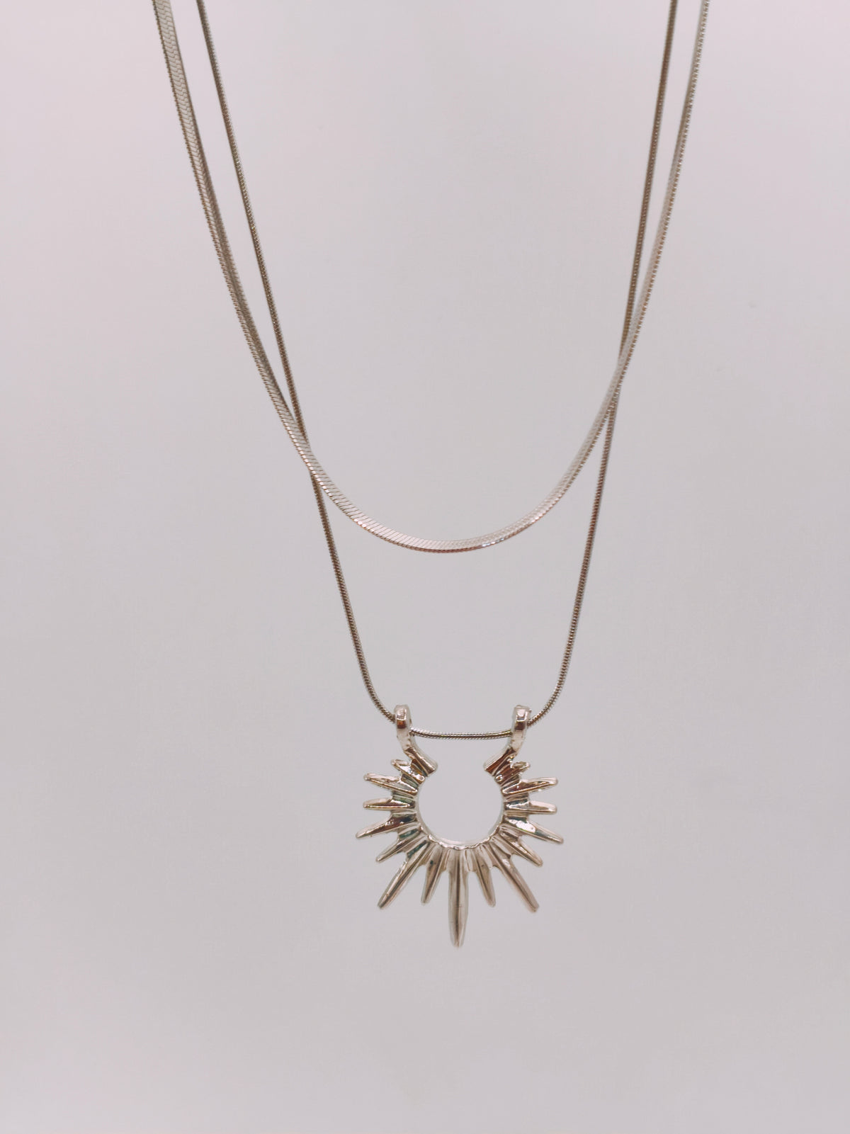 Collier Double Soleil Argenté