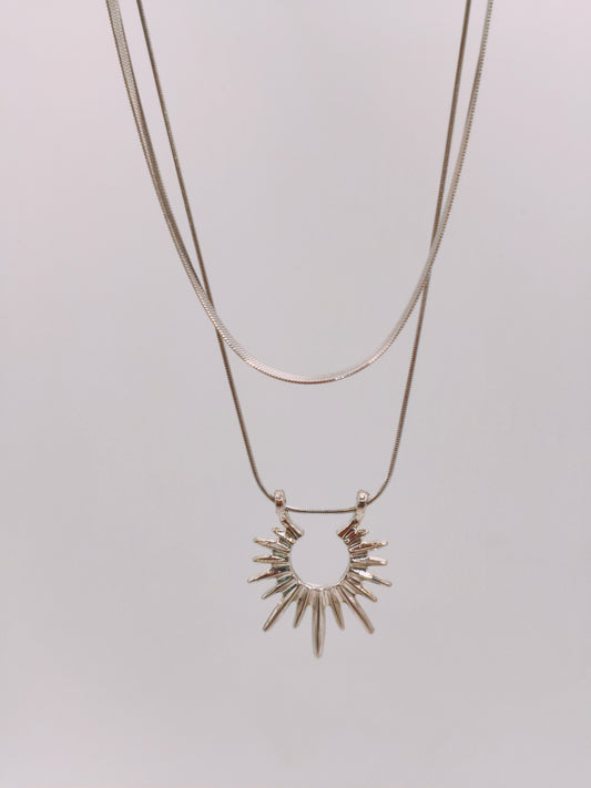 Collier Double Soleil Argenté