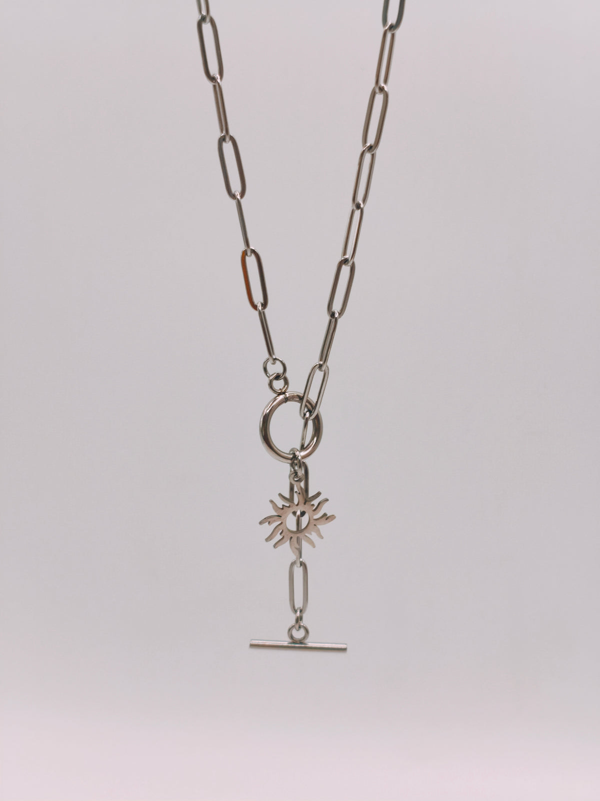 Collier Grosse Chaîne Soleil Argenté