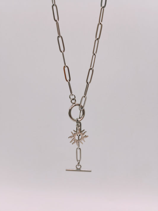 Collier Grosse Chaîne Soleil Argenté