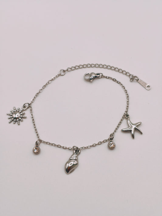 Bracelet Fin Charmes Plage Argenté