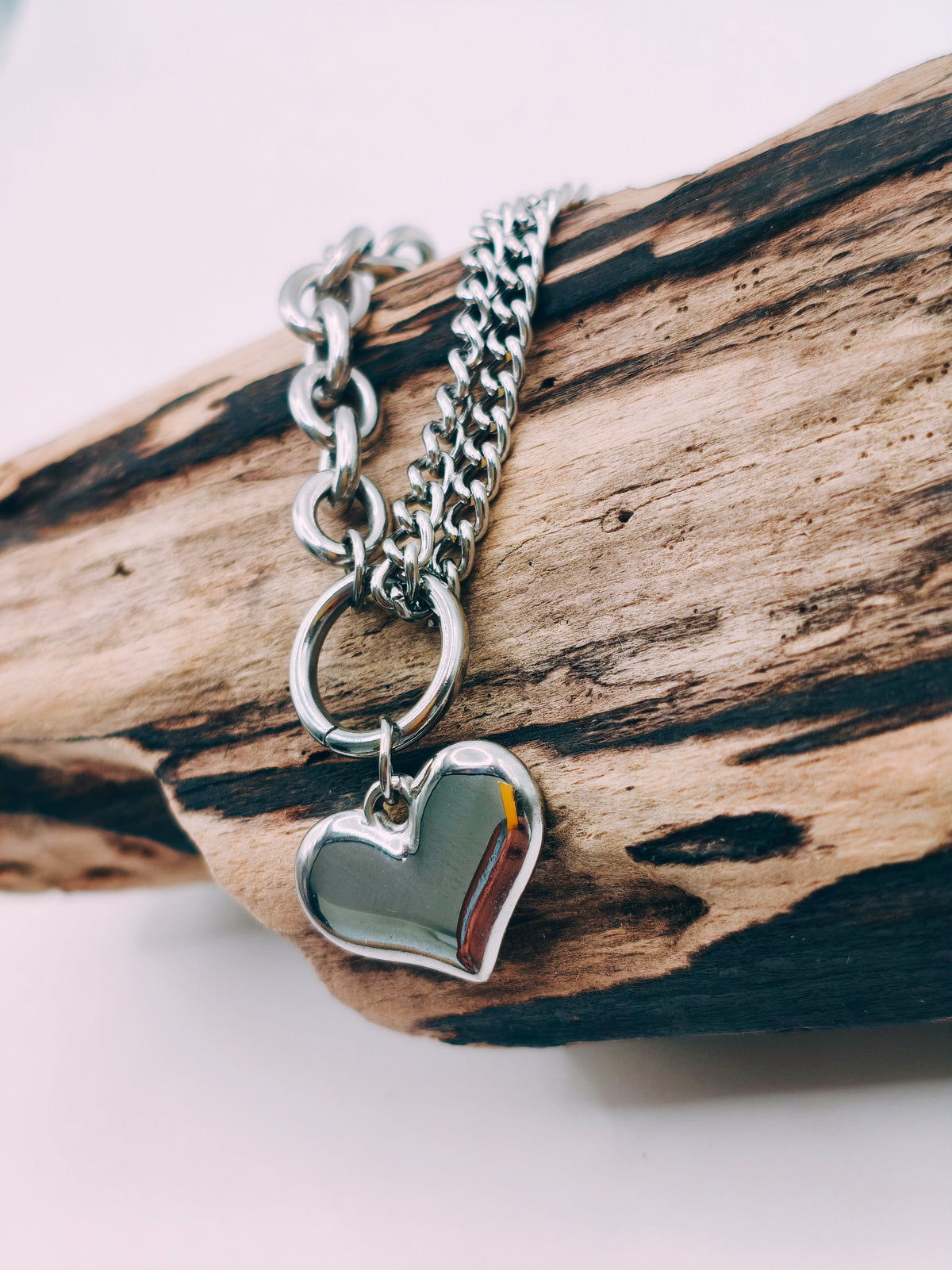 Bracelet Charme Gros Cœur Argenté