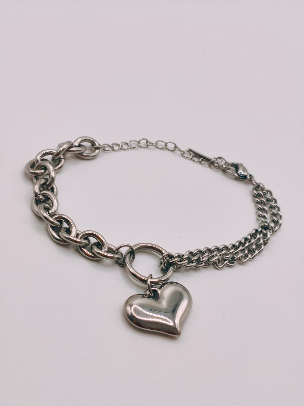 Bracelet Charme Gros Cœur Argenté
