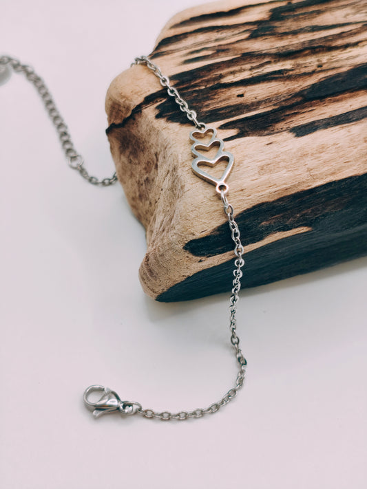 Bracelet Triple Cœur Argenté