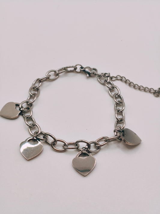 Bracelet Charmes Cœur Argenté