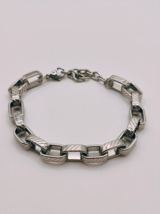 Bracelet Grosses Mailles Argenté
