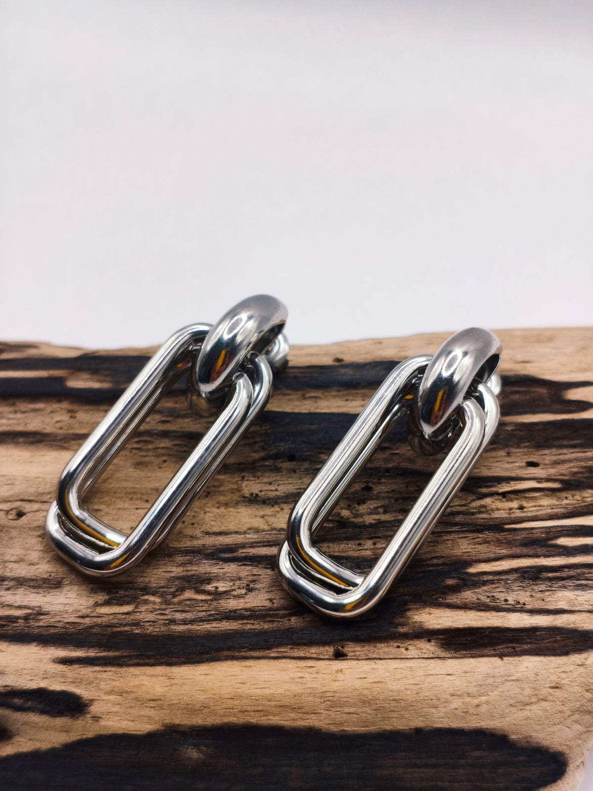 Boucles d'Oreilles Rectangles Argentées