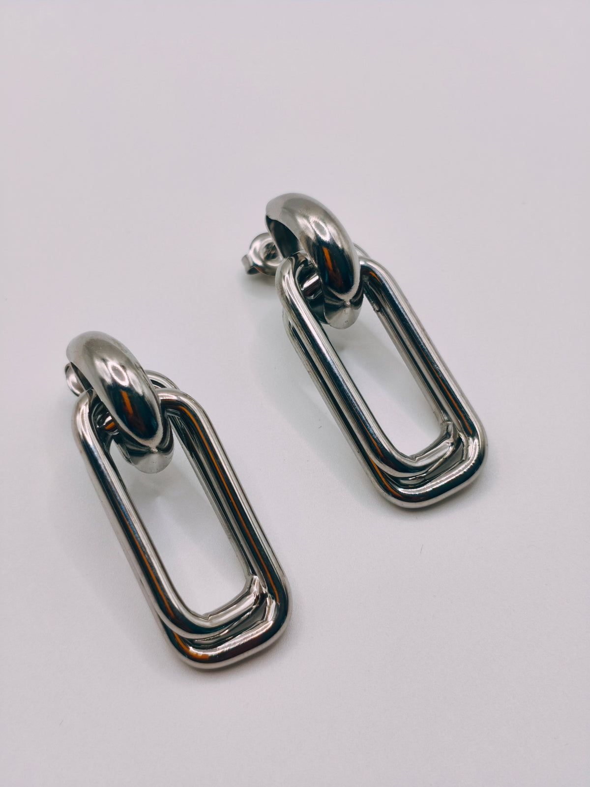 Boucles d'Oreilles Rectangles Argentées