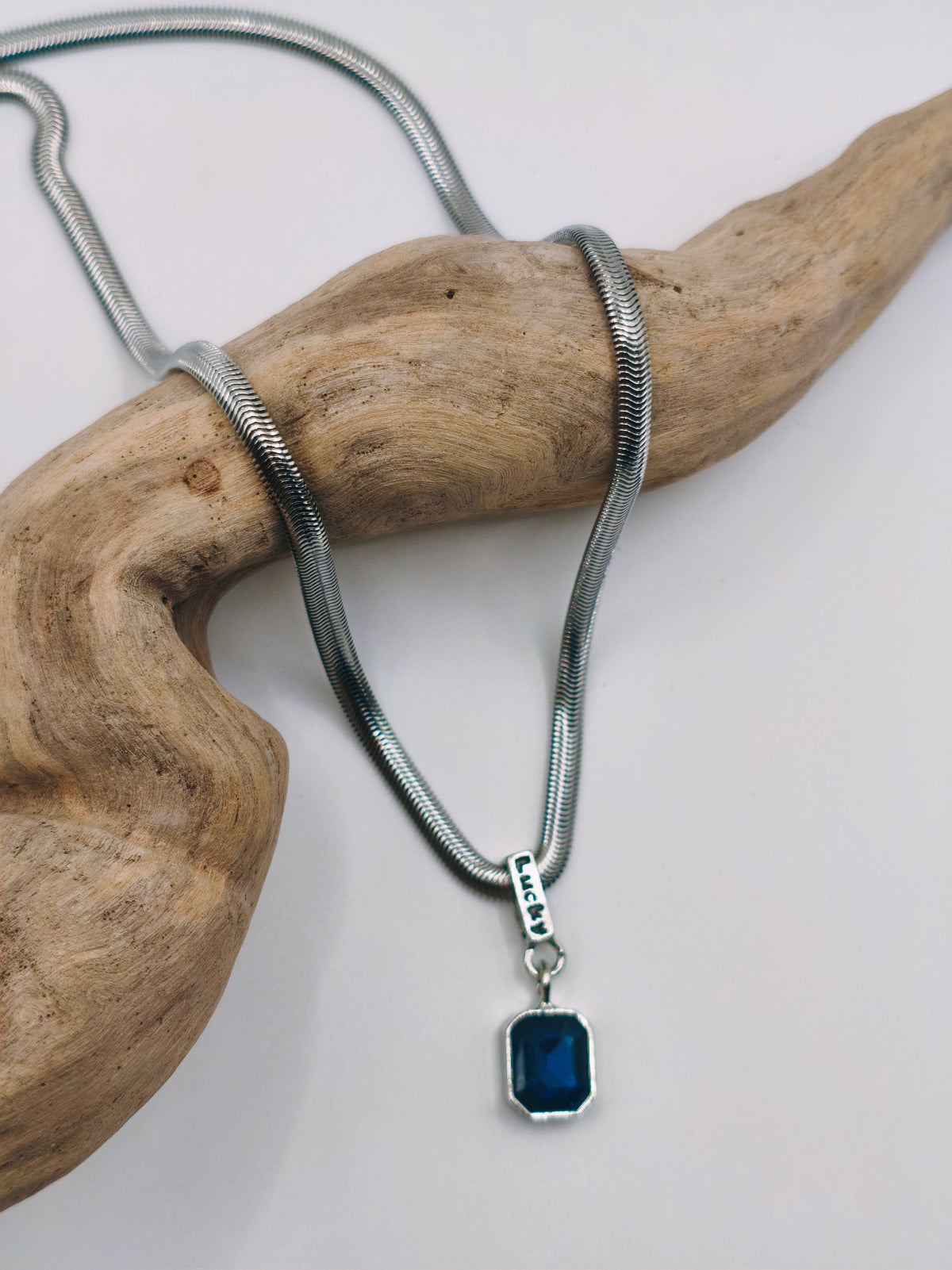 Collier Maille Serpent Argenté Bleu