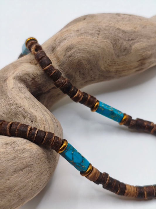 Collier Bois Turquoise