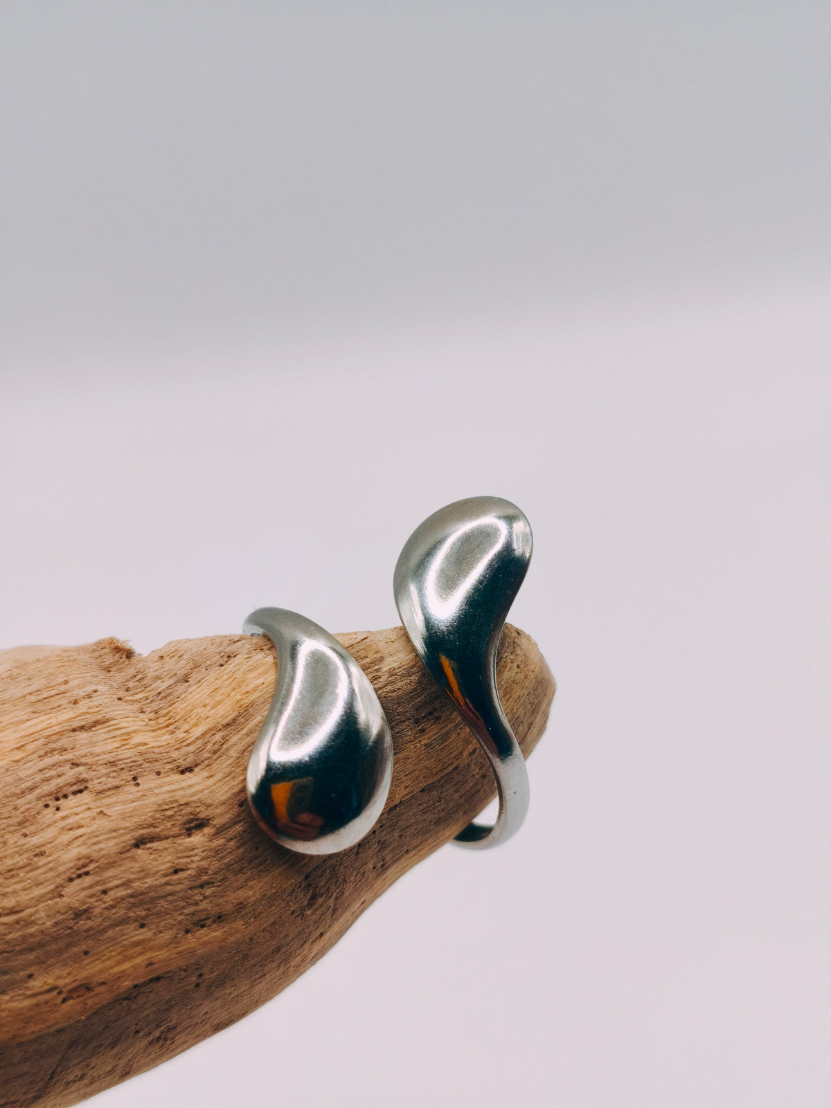 Bague Double Gouttes Argentée