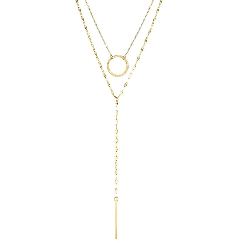 Collier Double Anneaux Barre