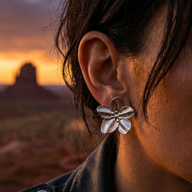 Boucles d'Oreilles Fleur Argentées
