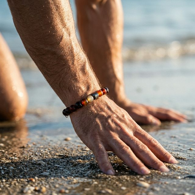 Bracelet Elastique Oeil du Tigre Rouge