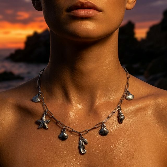 Collier Charmes Plage Argenté