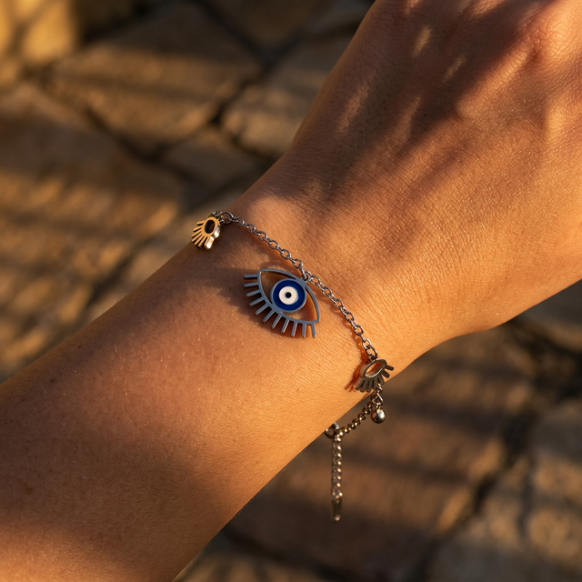 Bracelet Oeil Grec Argenté