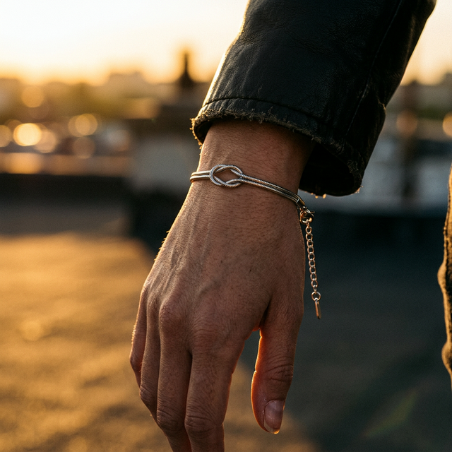 Bracelet Noeud Double Argenté